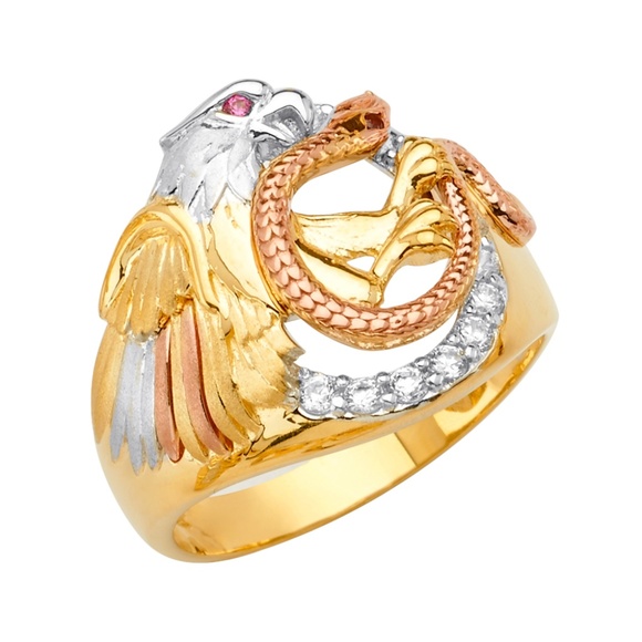 14K Yellow Gold CZ Men's Ring